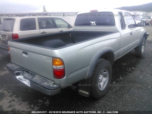 5TEWM72N81Z834227 - 2001 TOYOTA TACOMA XTRACAB SILVER photo 4