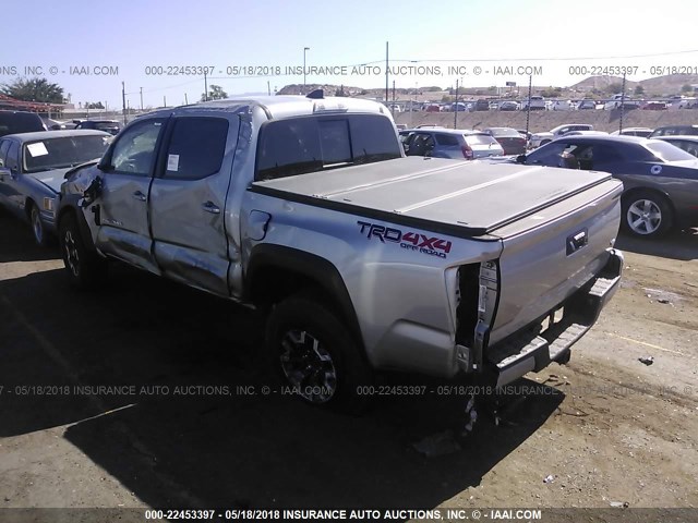 3TMCZ5AN3JM125907 - 2018 TOYOTA TACOMA DBL CAB/SR/TRDSPT/OR/PRO ვერცხლისფერი ფოტო 3