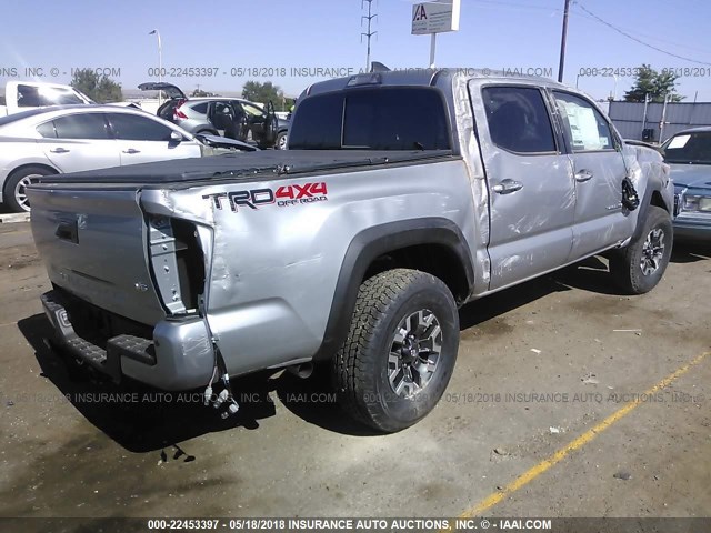 3TMCZ5AN3JM125907 - 2018 TOYOTA TACOMA DBL CAB/SR/TRDSPT/OR/PRO ვერცხლისფერი ფოტო 4
