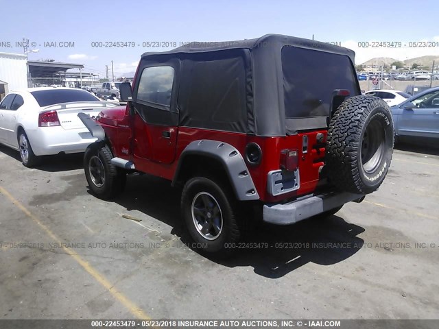 1J4FA29P62P752387 - 2002 JEEP WRANGLER / TJ SE RED photo 3