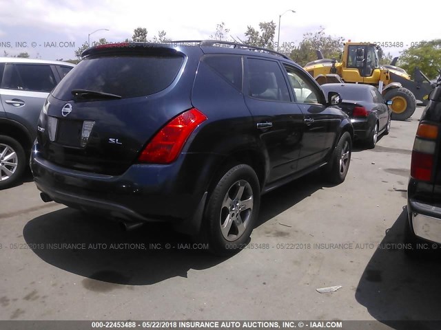 JN8AZ08T35W319085 - 2005 NISSAN MURANO SL/SE/S BLUE photo 4