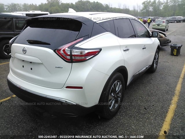 5N1AZ2MH5GN149549 - 2016 NISSAN MURANO S/SL/SV/PLATINUM WHITE photo 4