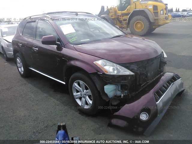 JN8AZ08W57W667662 - 2007 NISSAN MURANO SL/SE/S BURGUNDY photo 1