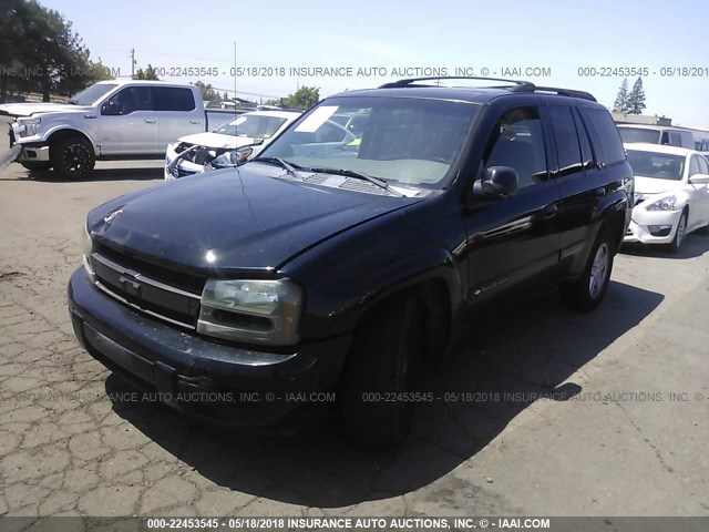 1GNDT13S822199535 - 2002 CHEVROLET TRAILBLAZER  BLACK photo 2