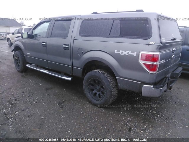 1FTFW1ET5BFB74762 - 2011 FORD F150 SUPERCREW GRAY photo 3