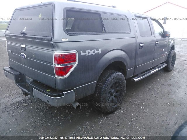 1FTFW1ET5BFB74762 - 2011 FORD F150 SUPERCREW GRAY photo 4