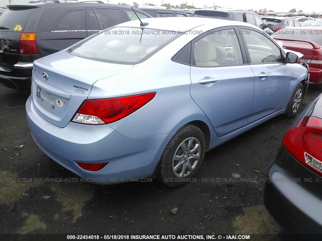 KMHCT4AE4CU160106 - 2012 HYUNDAI ACCENT GLS/GS Light Blue photo 4