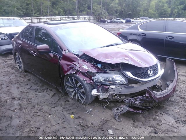19XFB2F99FE004666 - 2015 HONDA CIVIC EXL MAROON photo 1