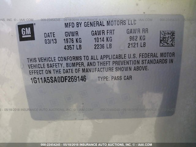 1G11A5SA0DF269146 - 2013 CHEVROLET MALIBU LS TAN photo 9