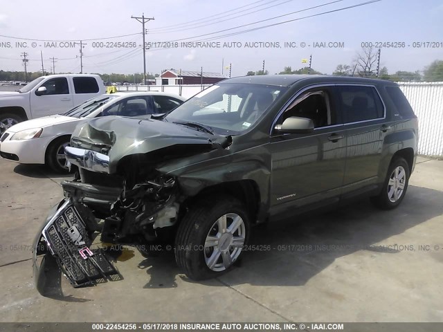 2GKALMEK7F6150138 - 2015 GMC TERRAIN SLE GREEN photo 2