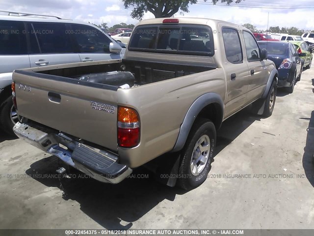 5TEGN92N73Z159907 - 2003 TOYOTA TACOMA DOUBLE CAB PRERUNNER GOLD photo 4