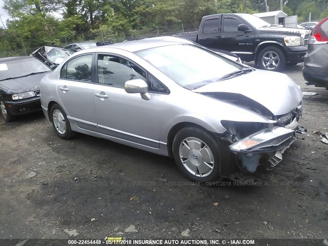 JHMFA36278S001145 - 2008 HONDA CIVIC HYBRID SILVER photo 1