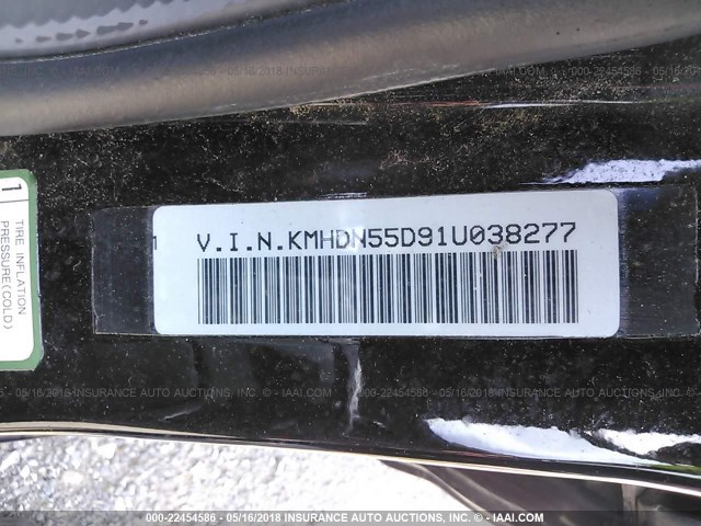 KMHDN55D91U038277 - 2001 HYUNDAI ELANTRA GLS/GT BLACK photo 9