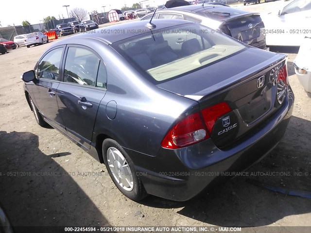 JHMFA36258S003878 - 2008 HONDA CIVIC HYBRID BLUE photo 3