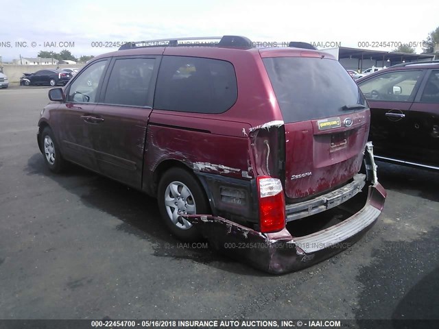 KNDMB233876147784 - 2007 KIA SEDONA EX/LX RED photo 3