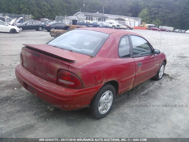 1P3ES42Y0WD562301 - 1998 PLYMOUTH NEON HIGHLINE/EXPRESSO RED photo 4