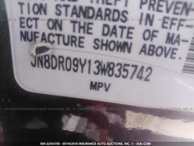 JN8DR09Y13W835742 - 2003 NISSAN PATHFINDER LE/SE MAROON photo 9