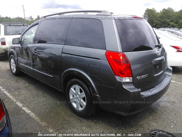 5N1BV28U15N105102 - 2005 NISSAN QUEST S/SE/SL GRAY photo 3