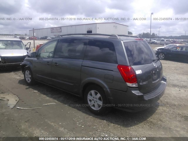 5N1BV28U24N324228 - 2004 NISSAN QUEST S/SE/SL GRAY photo 3