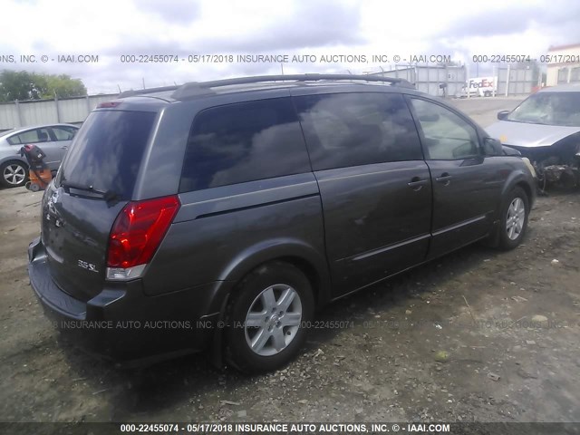 5N1BV28U24N324228 - 2004 NISSAN QUEST S/SE/SL GRAY photo 4