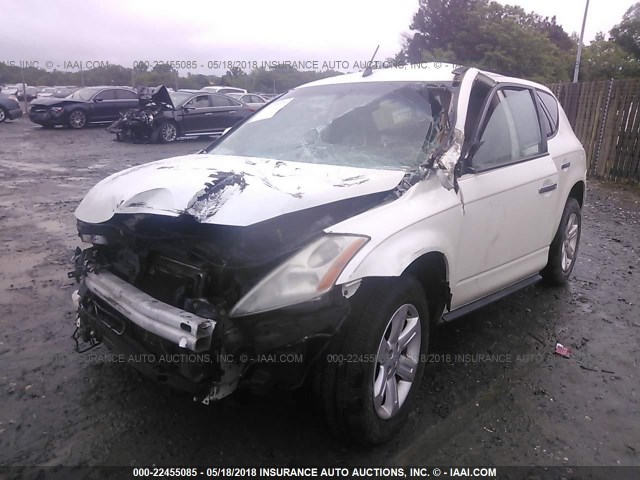 JN8AZ08W26W504143 - 2006 NISSAN MURANO SL/SE/S WHITE photo 2