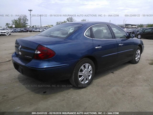 2G4WC532751326591 - 2005 BUICK LACROSSE CX BLUE photo 4