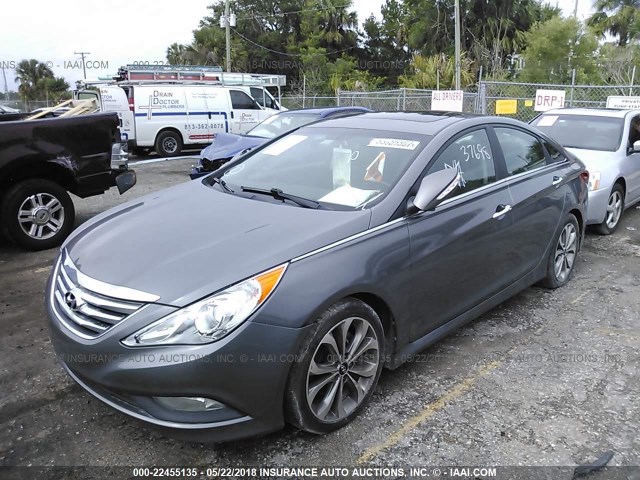 5NPEC4AC9EH901052 - 2014 HYUNDAI SONATA SE/LIMITED GRAY photo 2