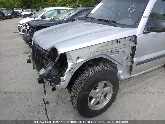 1J4GL48K96W253773 - 2006 JEEP LIBERTY SPORT SILVER photo 6