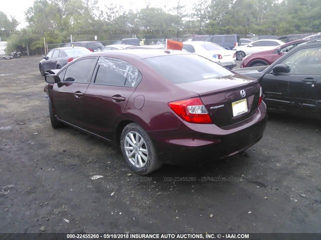 2HGFB2F99CH537425 - 2012 HONDA CIVIC EXL MAROON photo 3