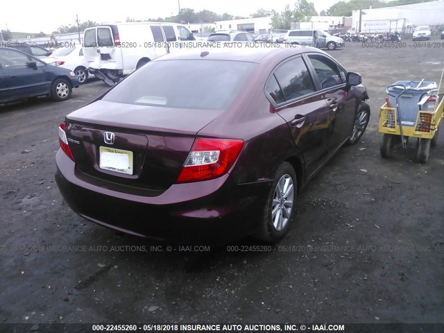 2HGFB2F99CH537425 - 2012 HONDA CIVIC EXL MAROON photo 4