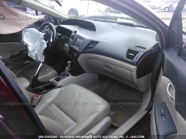2HGFB2F99CH537425 - 2012 HONDA CIVIC EXL MAROON photo 5