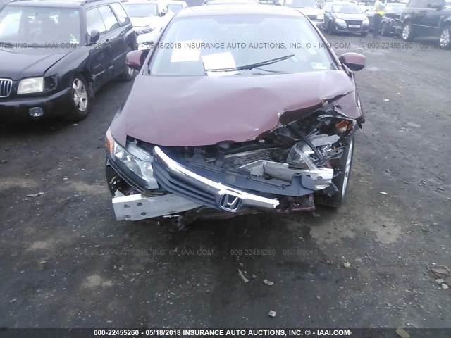 2HGFB2F99CH537425 - 2012 HONDA CIVIC EXL MAROON photo 6