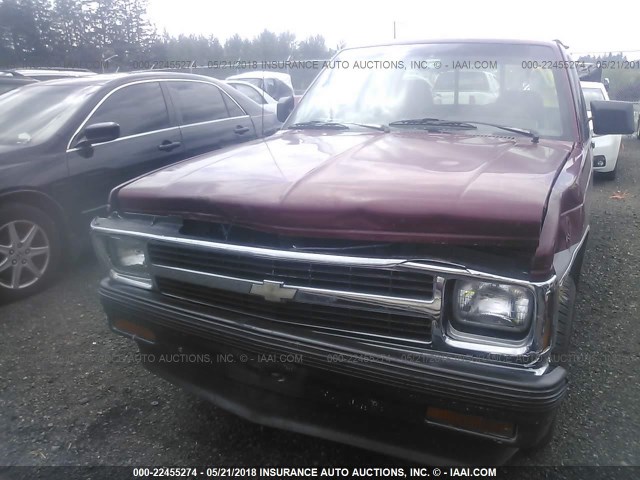 1GCCS19Z0P8182826 - 1993 CHEVROLET S TRUCK S10 RED photo 6