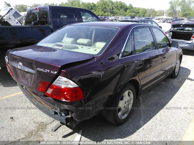 4T1BF28B53U313868 - 2003 TOYOTA AVALON XL/XLS BURGUNDY photo 4