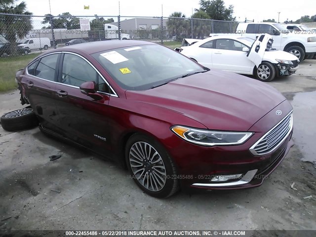 3FA6P0RU2JR141512 - 2018 FORD FUSION TITANIUM/PLATINUM HEV RED photo 1