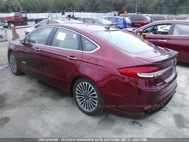 3FA6P0RU2JR141512 - 2018 FORD FUSION TITANIUM/PLATINUM HEV RED photo 3