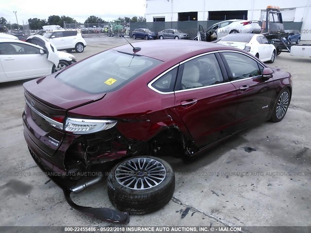 3FA6P0RU2JR141512 - 2018 FORD FUSION TITANIUM/PLATINUM HEV RED photo 4