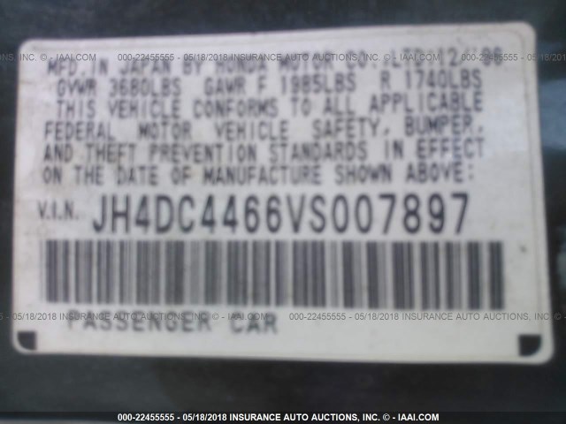 JH4DC4466VS007897 - 1997 ACURA INTEGRA GS/LS GREEN photo 9