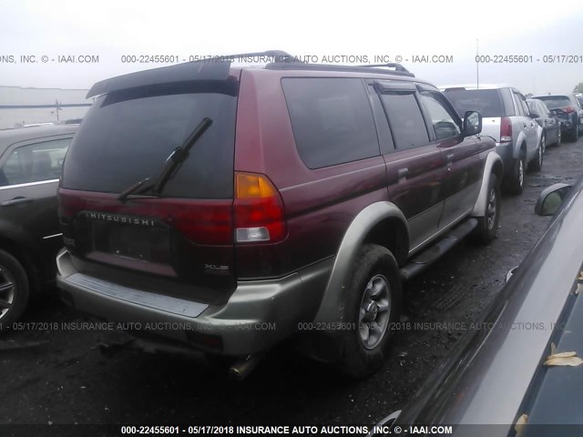 JA4MT31H7XP015878 - 1999 MITSUBISHI MONTERO SPORT LS/SPORT XLS BURGUNDY photo 4