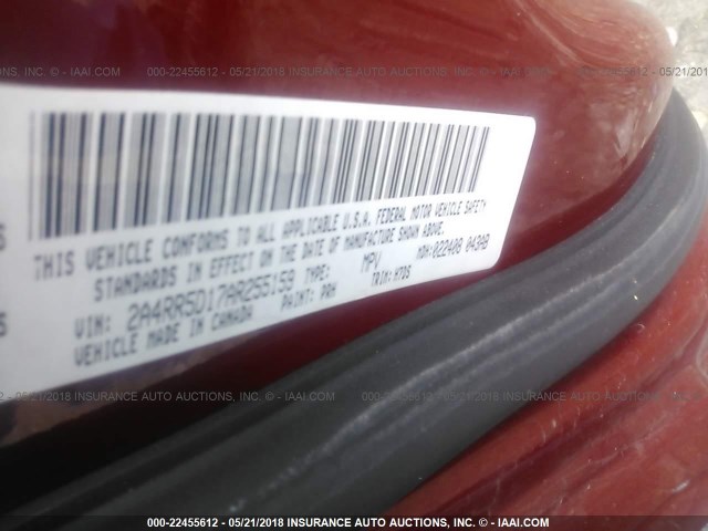 2A4RR5D17AR255159 - 2010 CHRYSLER TOWN & COUNTRY TOURING RED photo 9