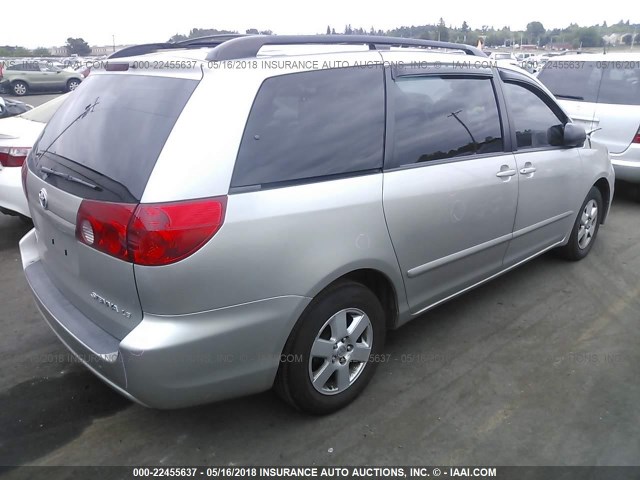 5TDZK23CX8S187291 - 2008 TOYOTA SIENNA CE/LE SILVER photo 4