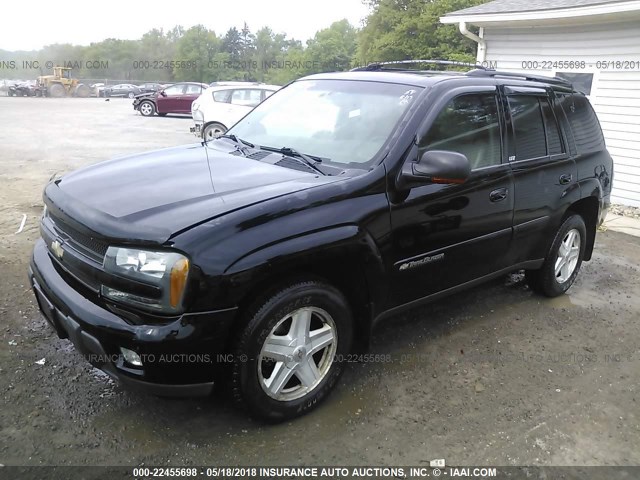 1GNDT13S022310255 - 2002 CHEVROLET TRAILBLAZER  BLACK photo 2