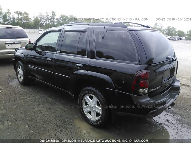 1GNDT13S022310255 - 2002 CHEVROLET TRAILBLAZER  BLACK photo 3