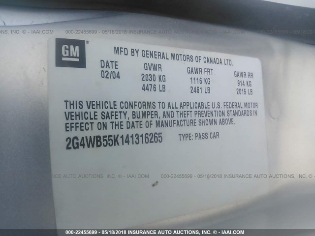 2G4WB55K141316265 - 2004 BUICK REGAL LS 银色 照片 9