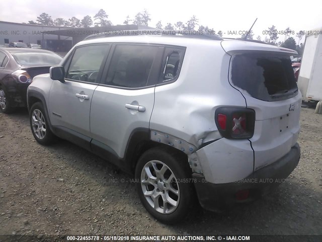 ZACCJABT5FPB21455 - 2015 JEEP RENEGADE LATITUDE SILVER photo 3