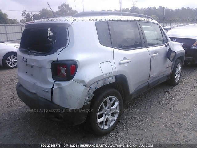 ZACCJABT5FPB21455 - 2015 JEEP RENEGADE LATITUDE SILVER photo 4