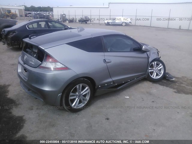 JHMZF1D69BS003690 - 2011 HONDA CR-Z EX SILVER photo 4