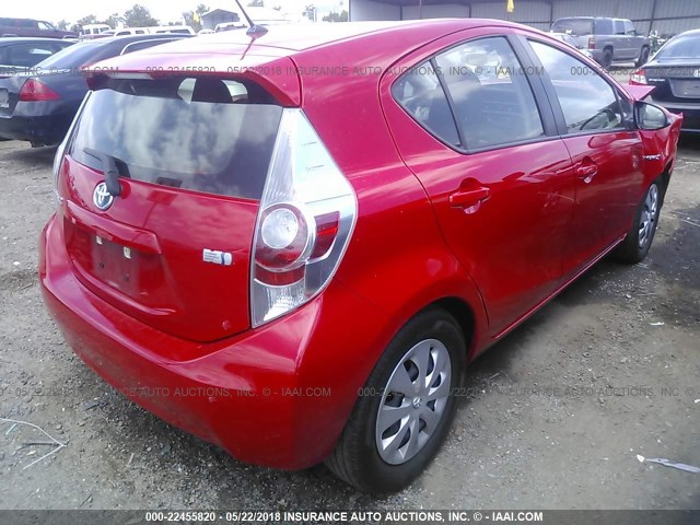 JTDKDTB31E1573223 - 2014 TOYOTA PRIUS C RED photo 4