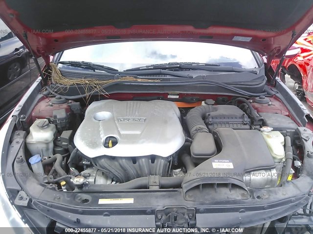 KMHEC4A4XBA008458 - 2011 HYUNDAI SONATA HYBRID RED photo 10