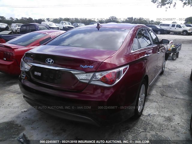 KMHEC4A4XBA008458 - 2011 HYUNDAI SONATA HYBRID RED photo 4